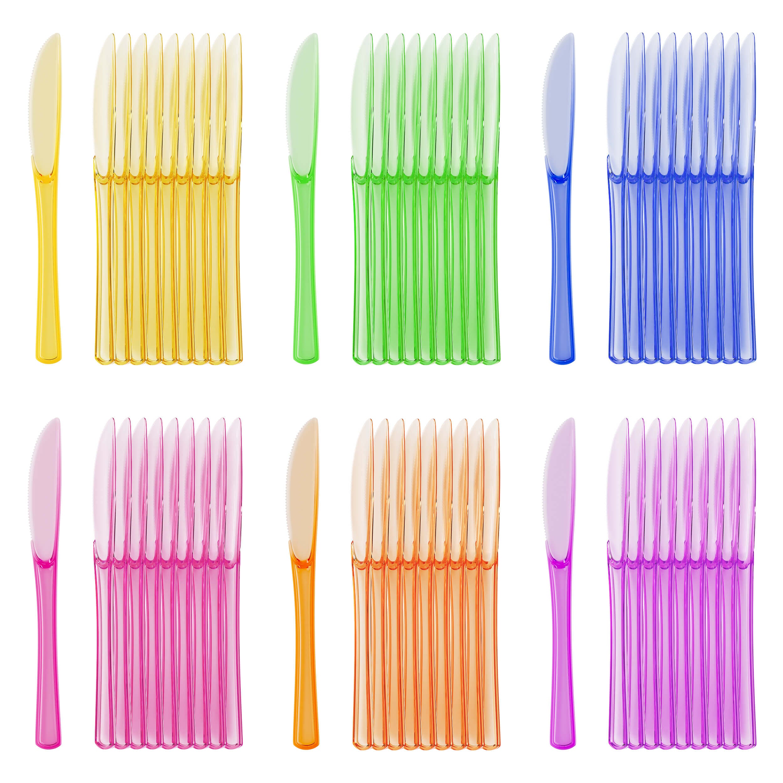 Heavy Duty Neon Plastic Knives | 60 Count