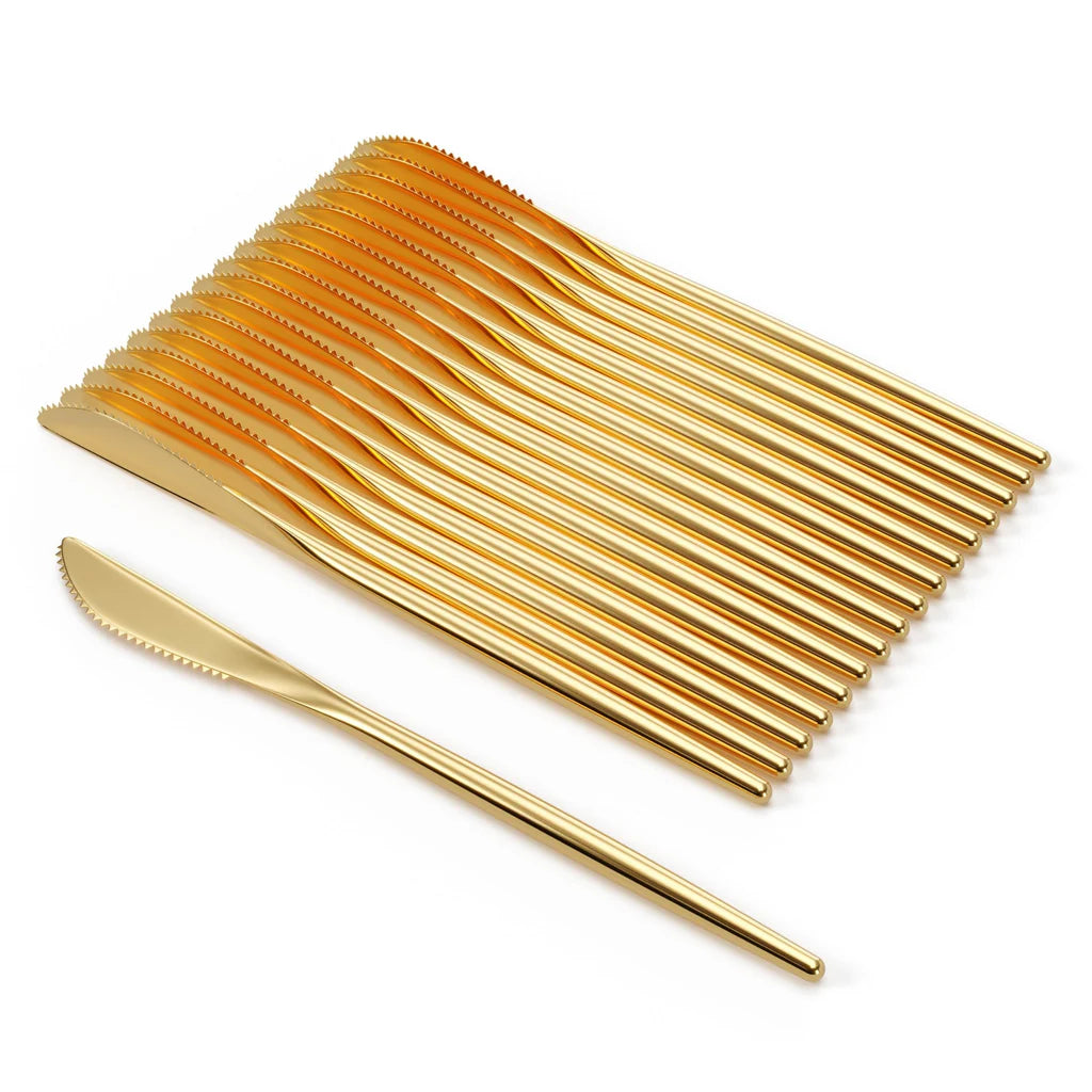 Trendables Gloss Gold Plastic Knives | 20 Count