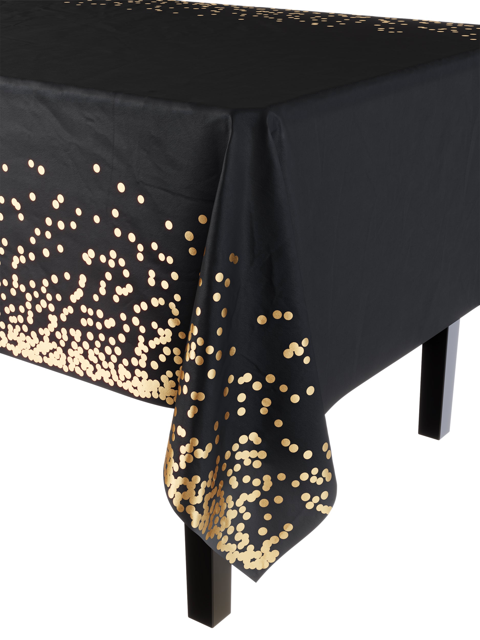 Celebrate Printed Table Cover 54" x 108" Black/Gold