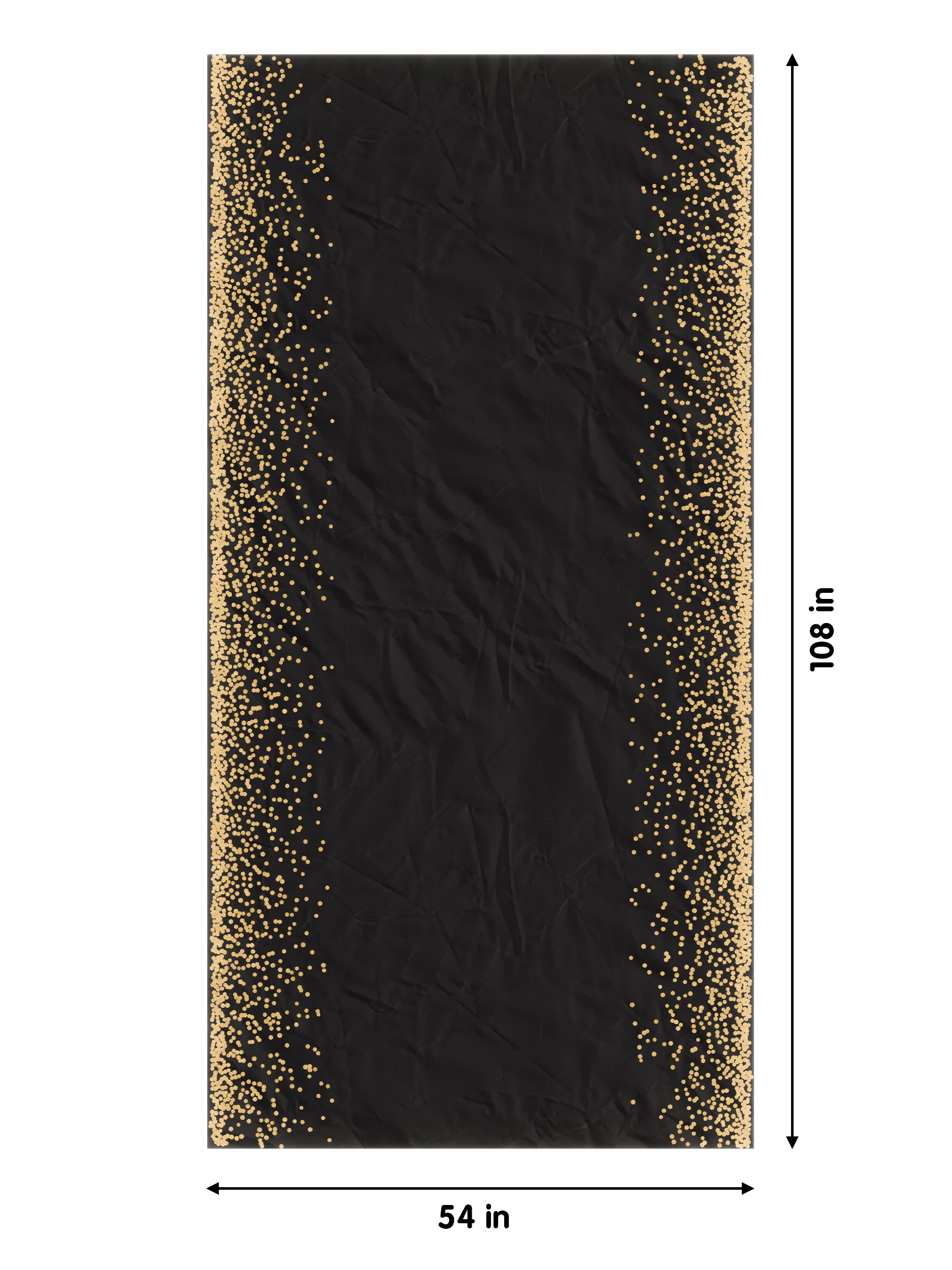 Celebrate Printed Table Cover 54" x 108" Black/Gold