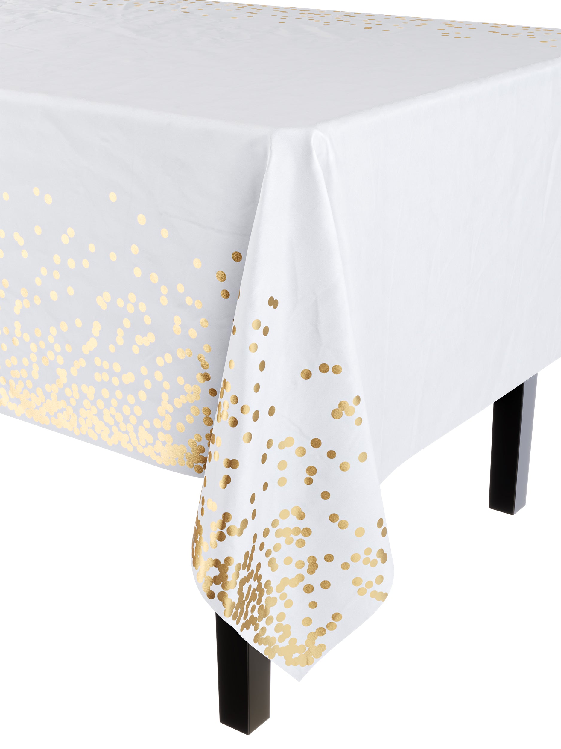 Celebrate Printed Table Cover 54" x 108" White/Gold