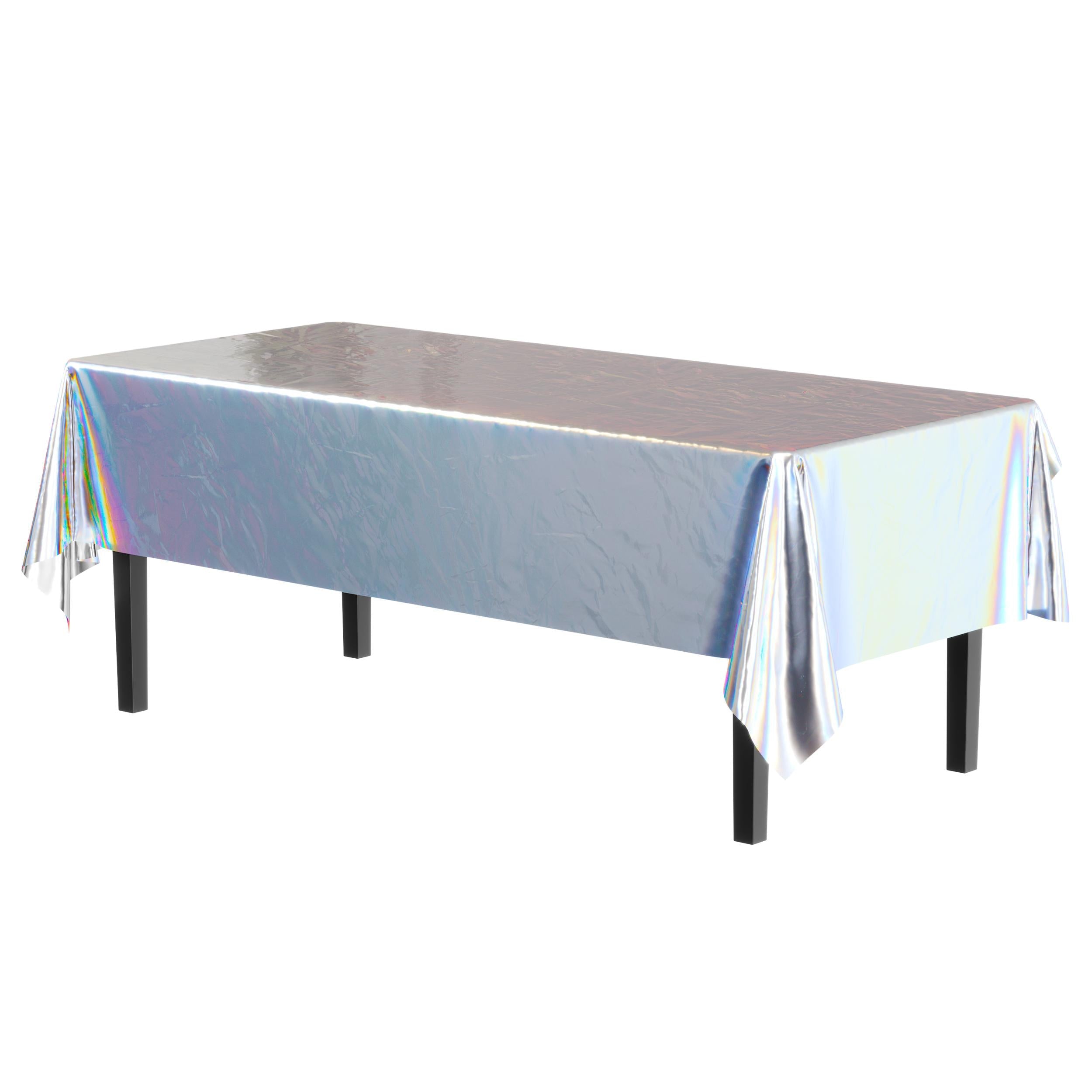 Iridescent Plastic Table Covers | 12 Count