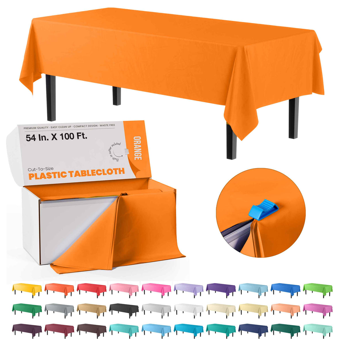 54 In. x 100 Ft. Cut To Size Table Roll | Orange