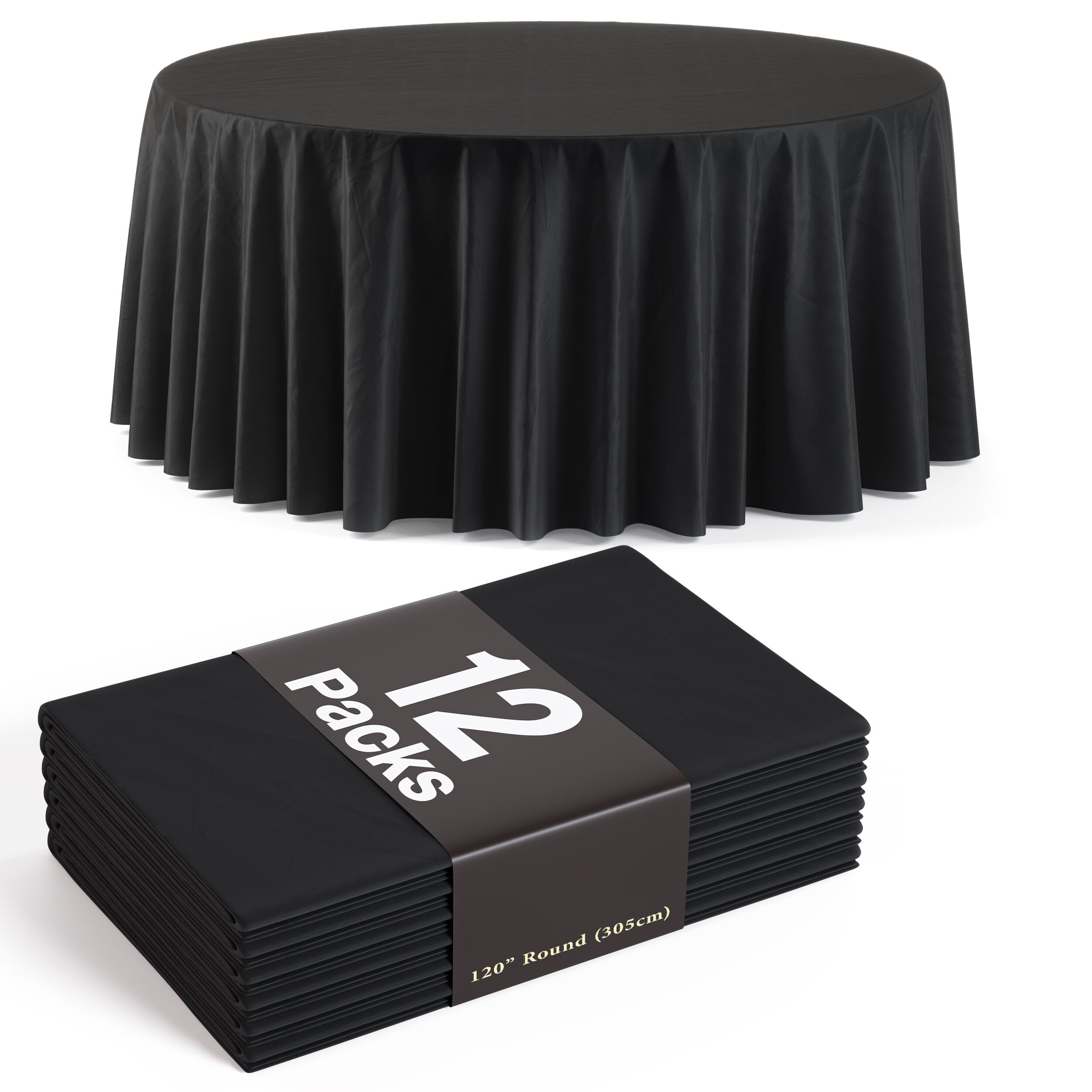 120 In. Premium Round Black Table Cover