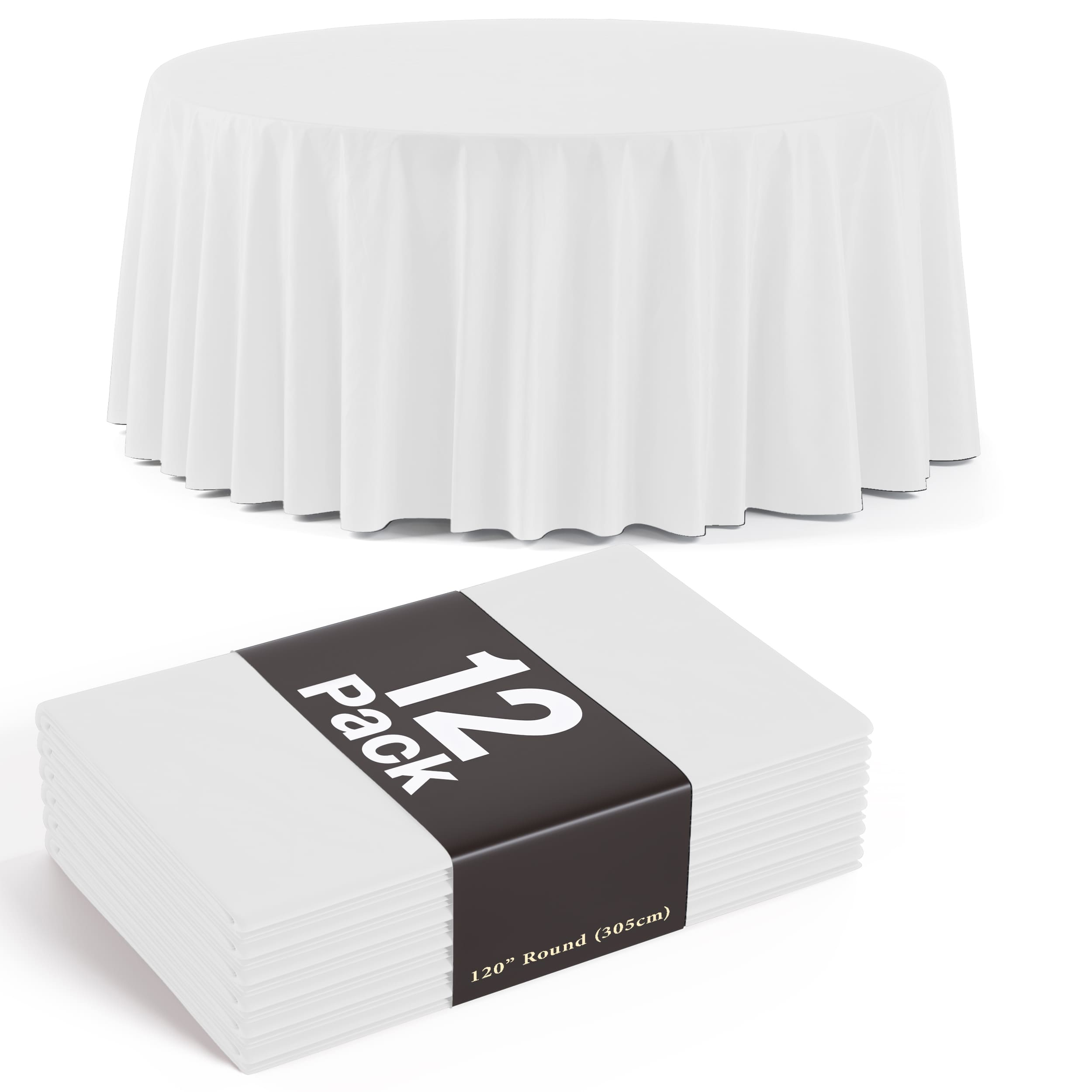 120 In. Premium Round White Table Cover