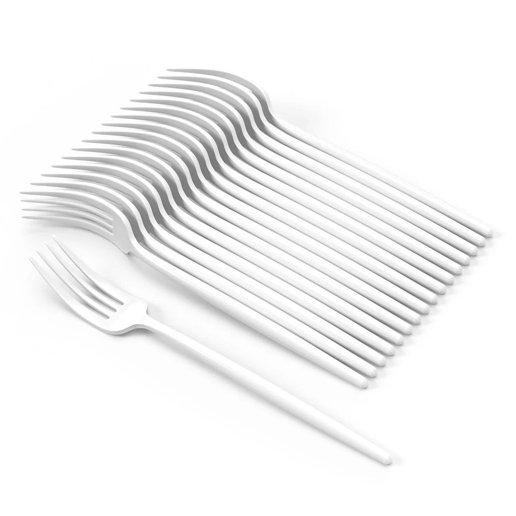 Trendables Gloss White Plastic Forks | 20 Count