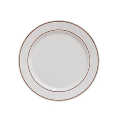 9 In. White/Rose Gold Line Design Plates | 10 Count