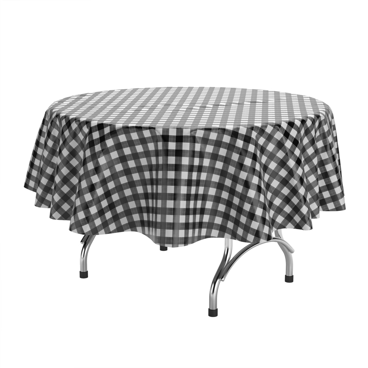 Round Black Gingham Table Cover