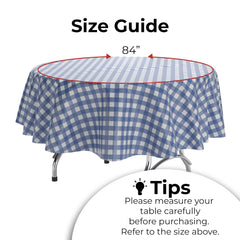 Round Blue Gingham Plastic Table Covers | 12 Pack