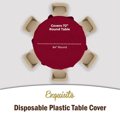 Round Burgundy Plastic Table Covers | 12 Pack