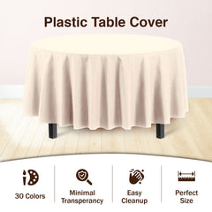 Round Ivory Plastic Table Covers | 6 Pack