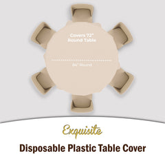 Round Ivory Plastic Table Covers | 6 Pack