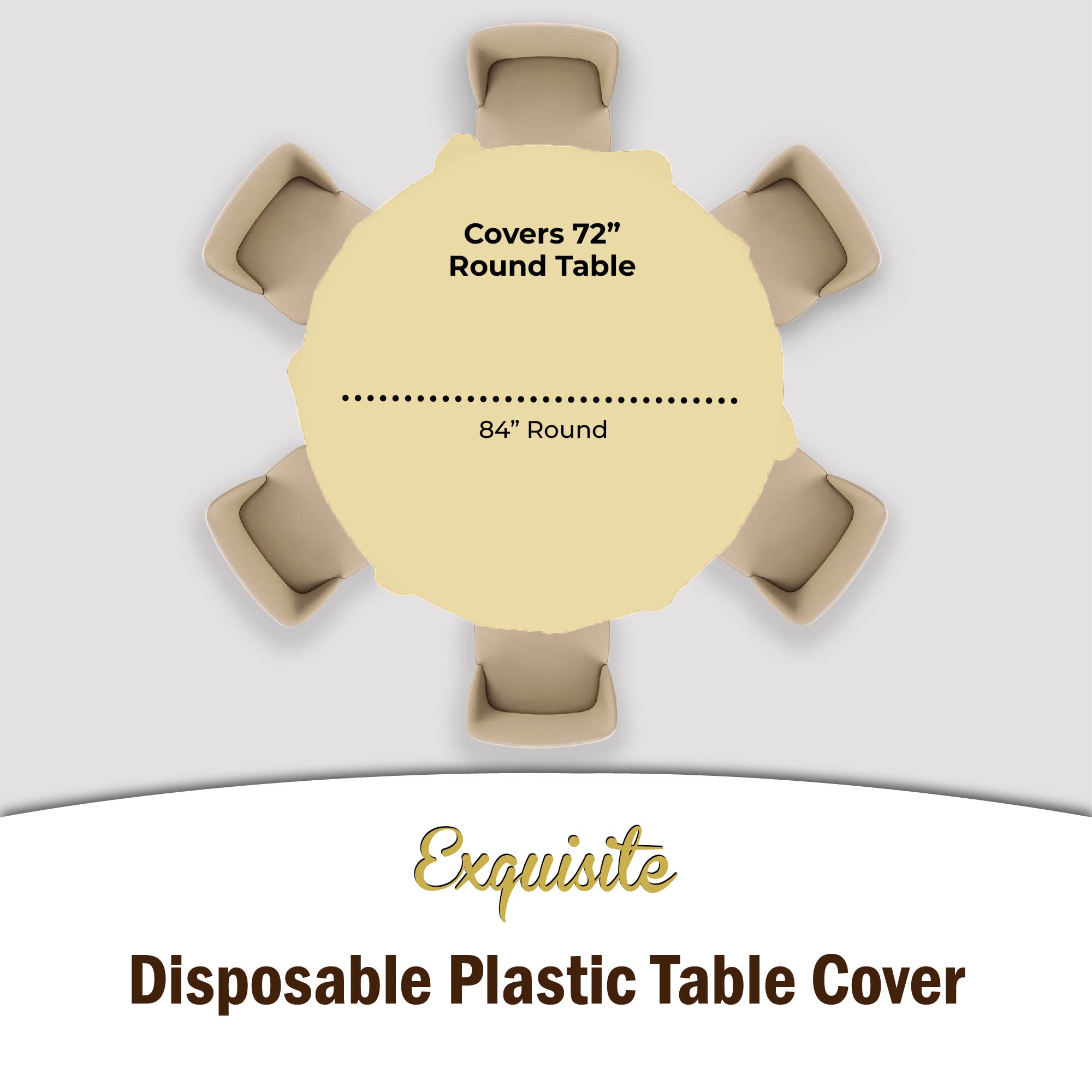 Round Light Yellow Plastic Table Covers | 6 Pack