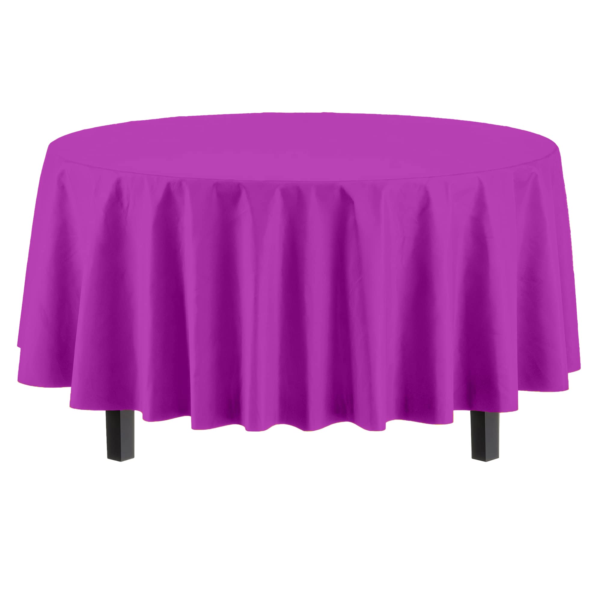 Premium Round Magenta Plastic Table Covers | 6 Pack