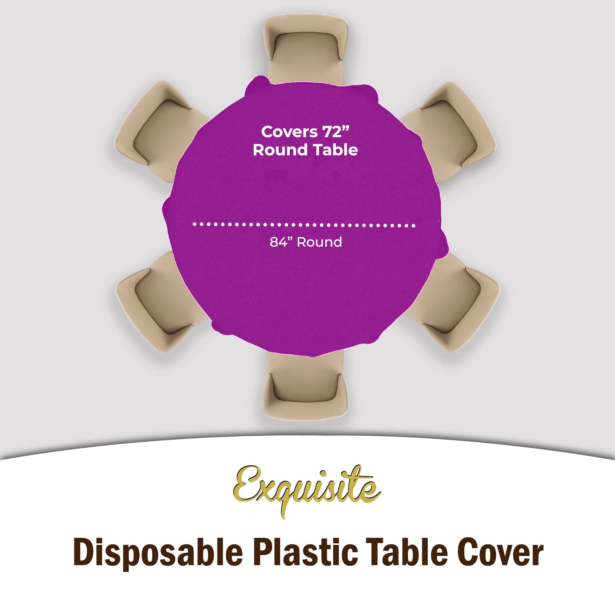 Round Magenta Plastic Table Covers | 6 Pack