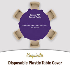 Round Purple Plastic Table Covers | 12 Pack