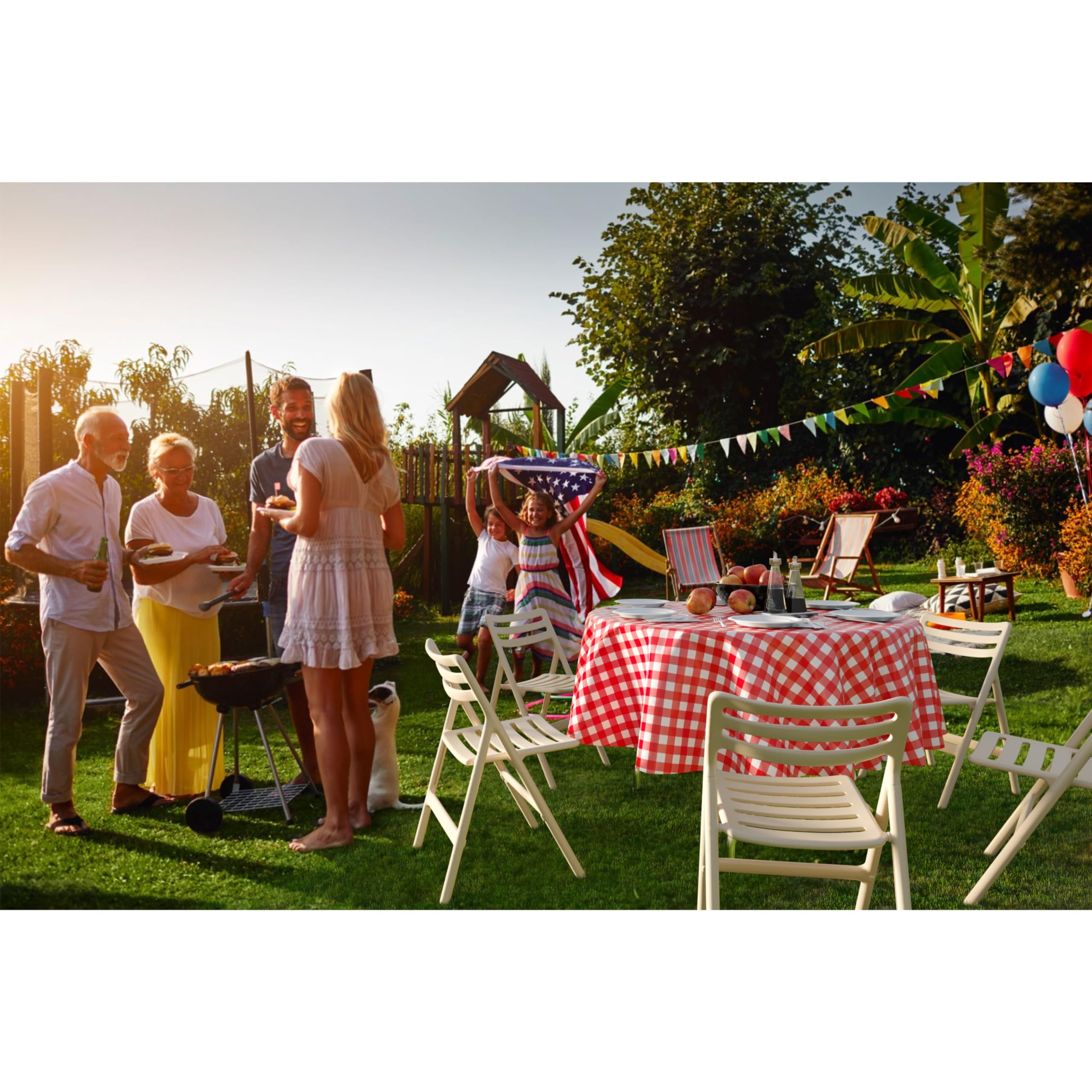 Round Red Gingham Plastic Table Covers | 6 Pack