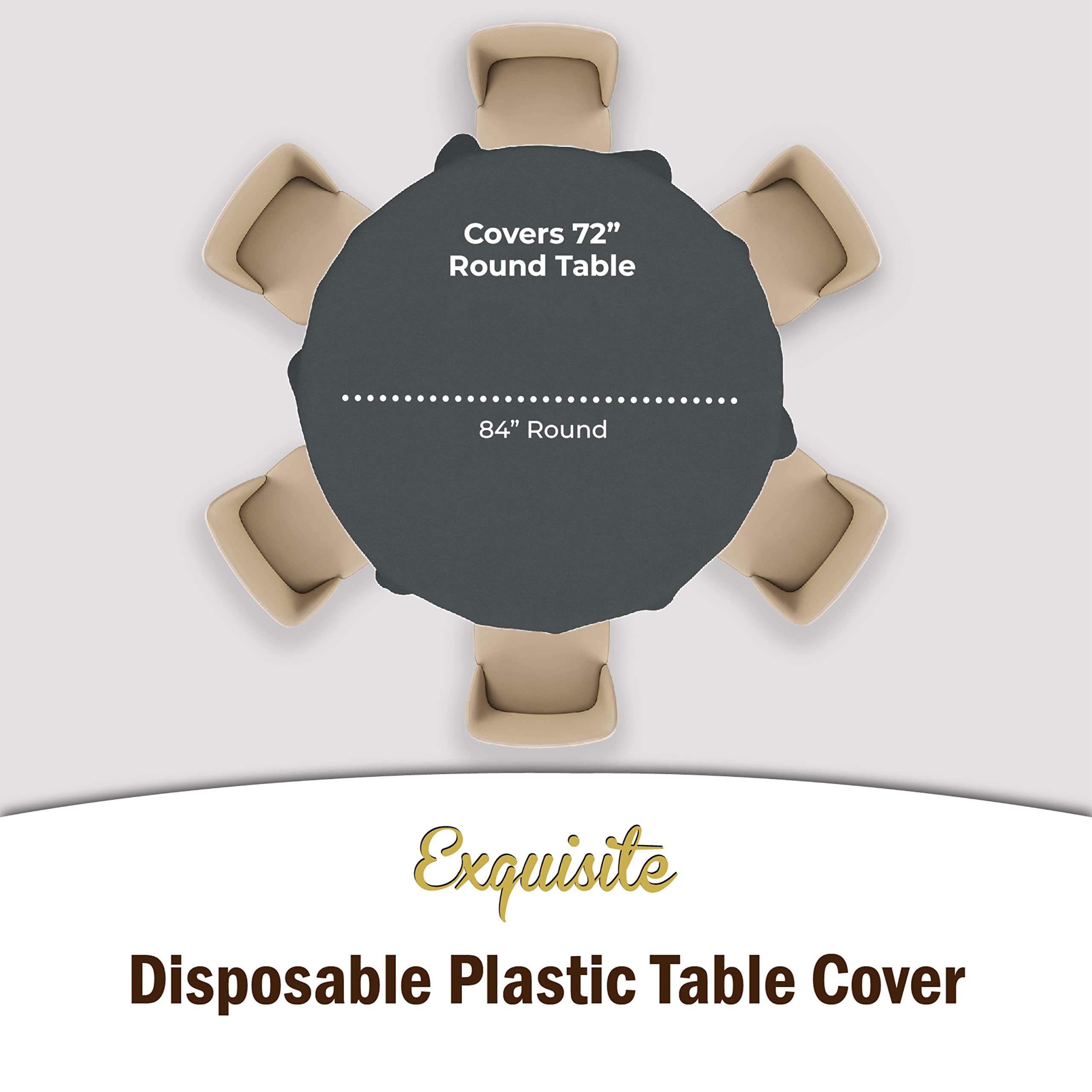 Round Silver Plastic Table Covers | 6 Pack