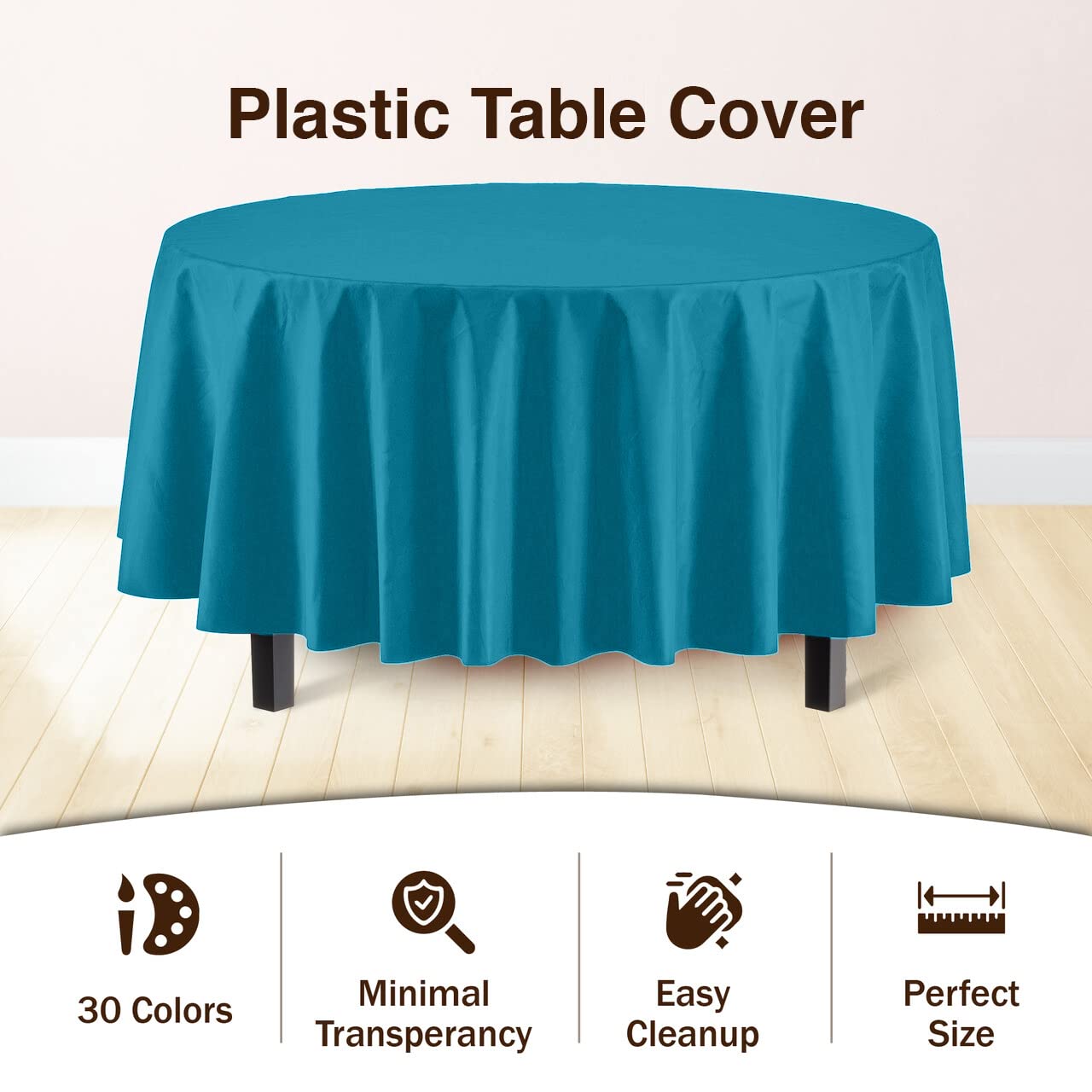 Round Turquoise Plastic Table Cover | Case of 48