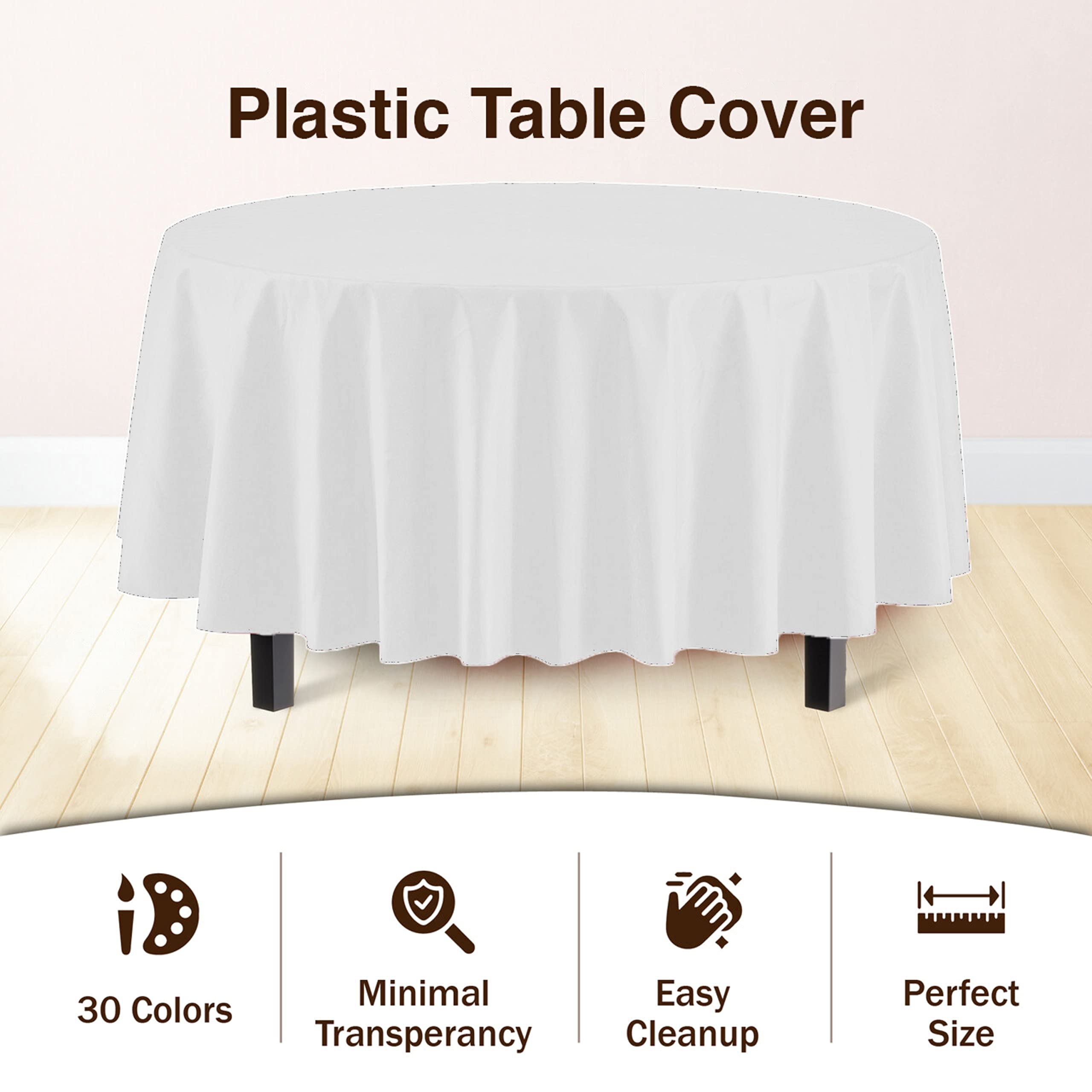 Round White Plastic Table Cover | Case of 48