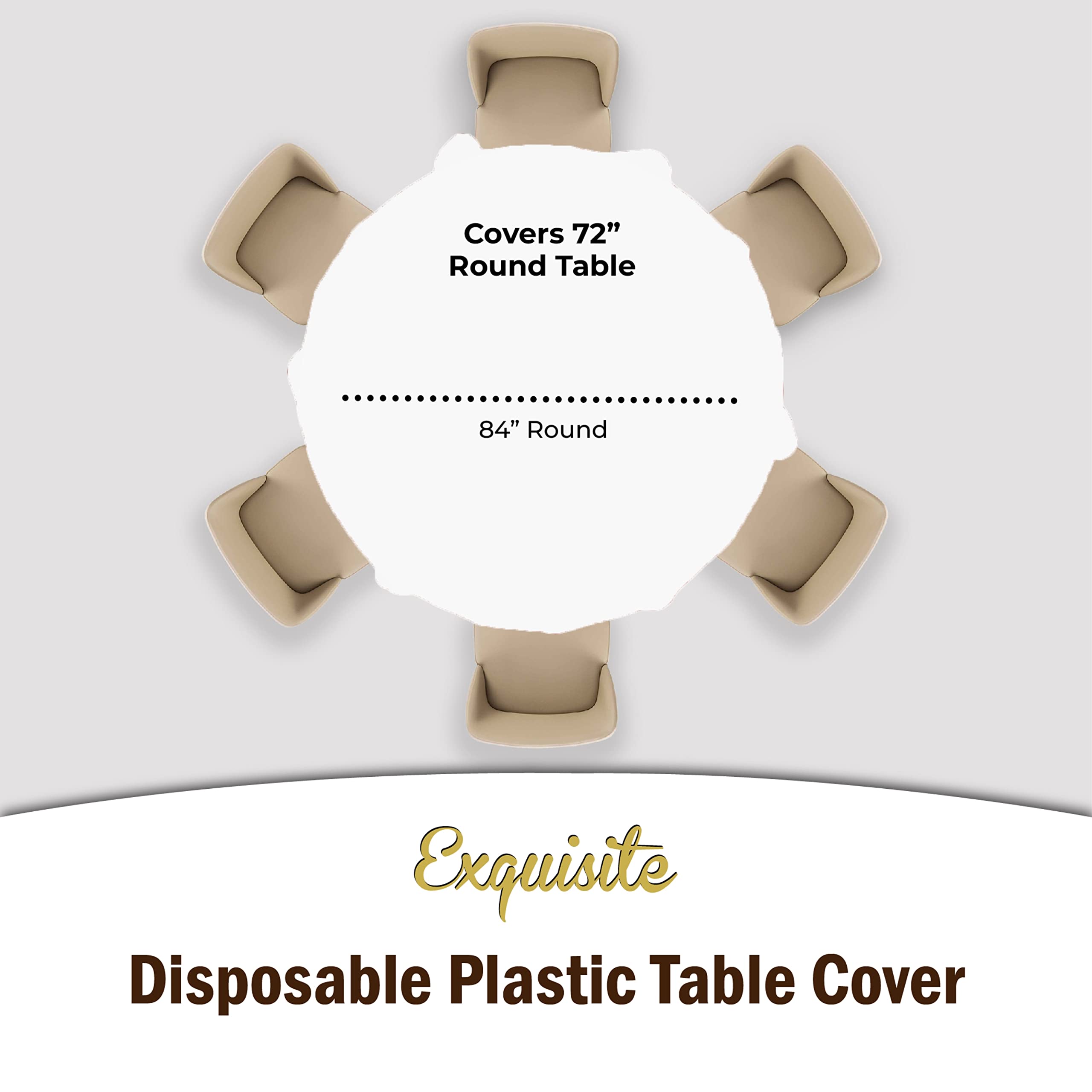 Round White Plastic Table Covers | 6 Pack