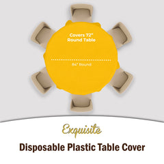 Round Yellow Plastic Table Covers | 6 Pack