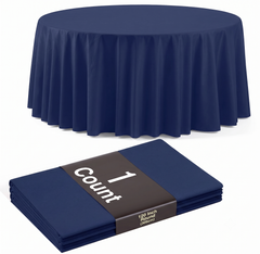 120 in. Premium Round Navy Plastic Table Cover