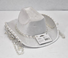 White Cowboy Hat with Jewel Fringe
