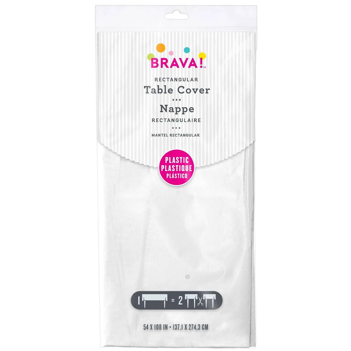 Frosty White Plastic Table Cover - 54" x 108"