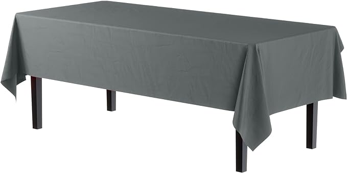 Silver Plastic Table Covers | 12 Pack