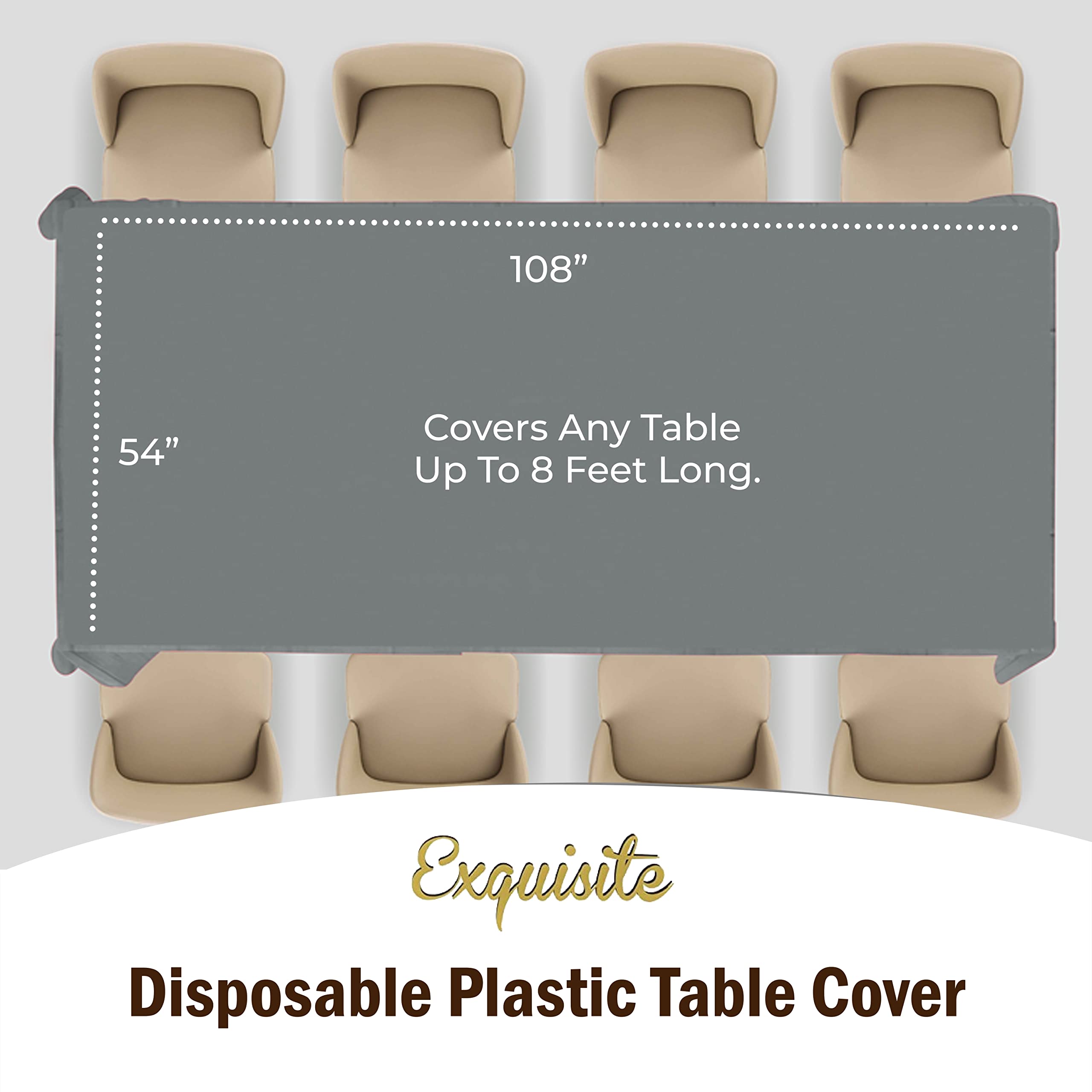 Silver Plastic Table Covers | 6 Pack