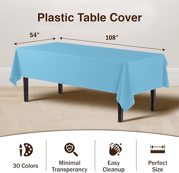 Sky Blue Plastic Table Cover | Case of 48