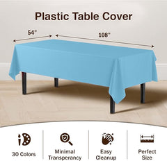 Sky Blue Plastic Table Covers | 6 Pack