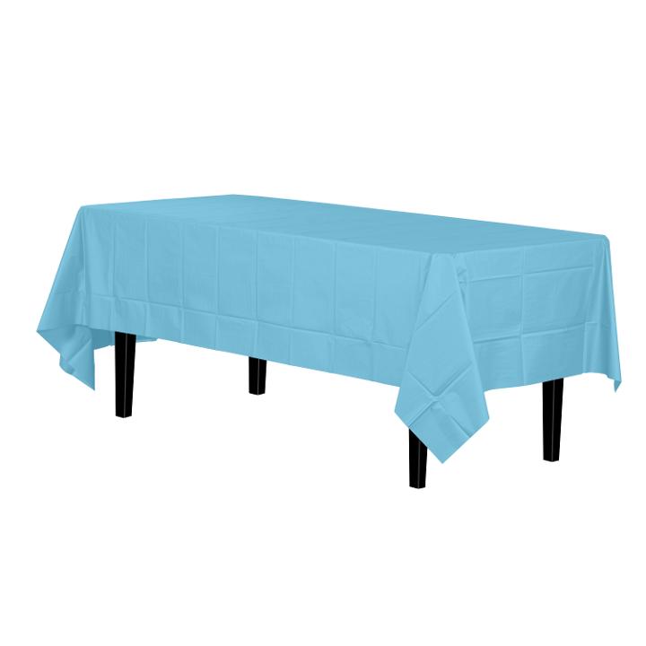 Sky Blue Plastic Table Covers | 12 Pack