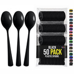 Heavy Duty Black Plastic Spoons | 7 in. | 50 Count
