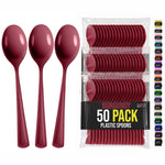 Heavy Duty Burgundy Plastic Spoons | 7.5 in. | 50 Count