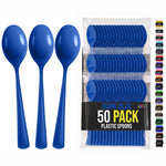 Heavy Duty Dark Blue Plastic Spoons | 7 in. | 50 Count