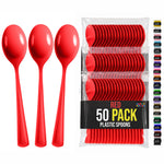 Heavy Duty Red Plastic Spoons | 7 in. | 50 Count