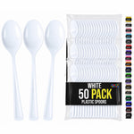 Heavy Duty White Plastic Spoons | 7 in. | 50 Count