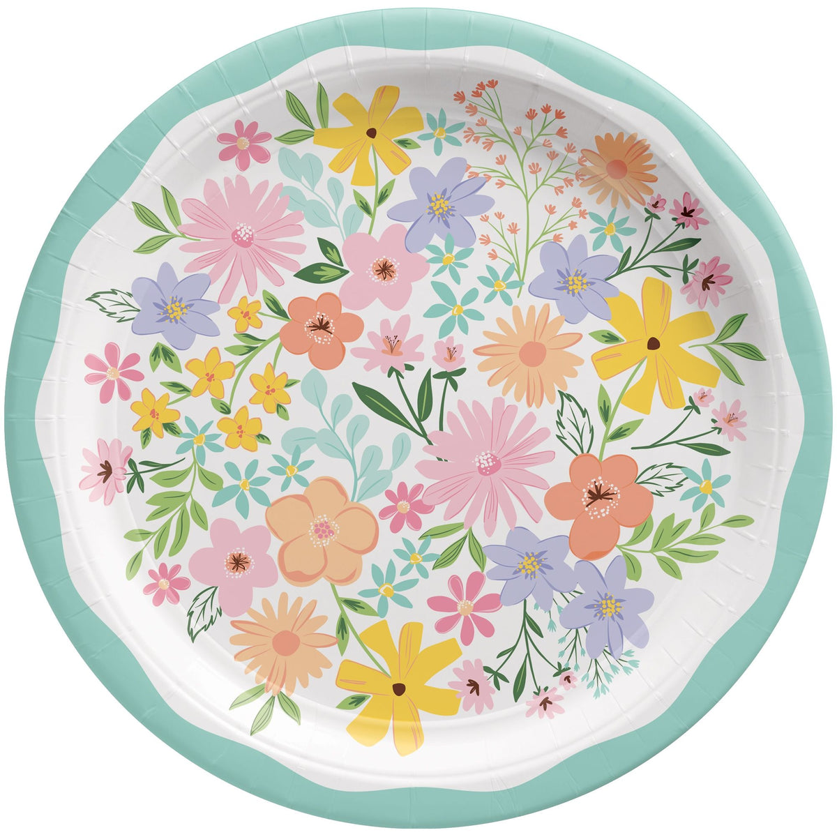 Springtime Blooms 10.5-Inch Round Paper Plates, 8-Pack