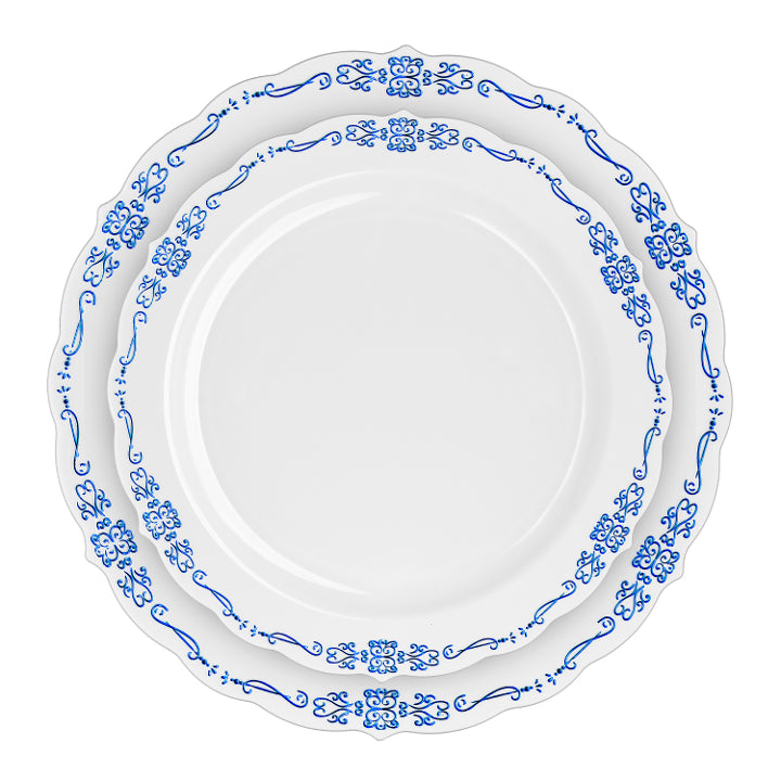 White And Navy Victorian Dinnerware Set