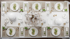 White/Silver Ovals Design Dinnerware Set