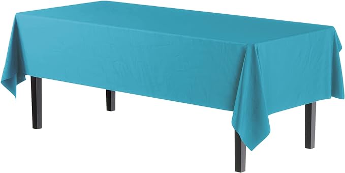 Premium Turquoise Plastic Table Covers | 6 Pack