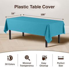 Premium Turquoise Plastic Table Covers | 6 Pack