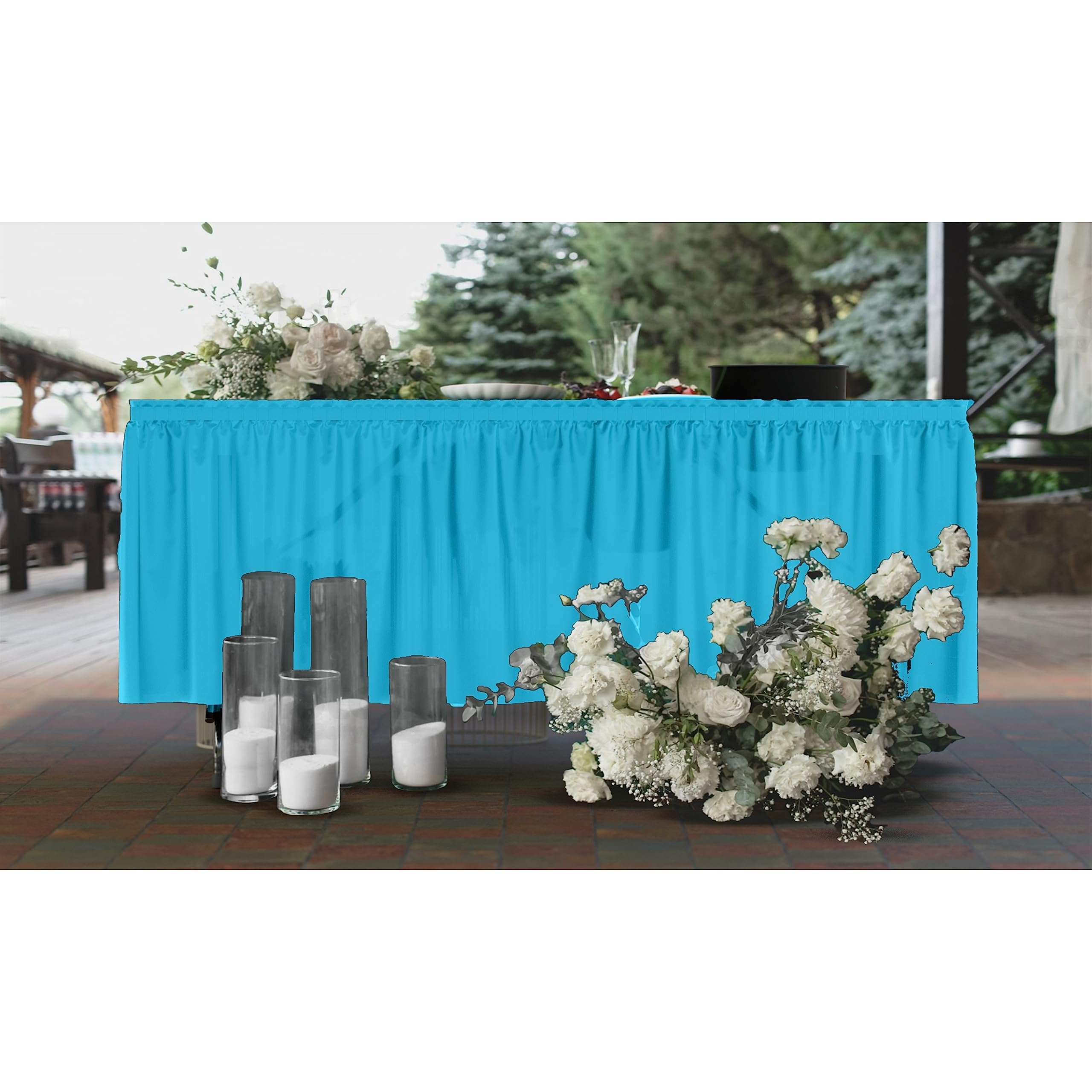 Turquoise Plastic Table Skirt | 6 Pack