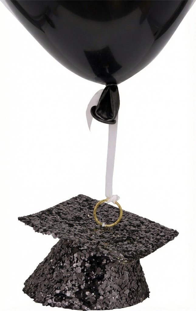 Glittering Graduation Cap Balloon Weight - Black