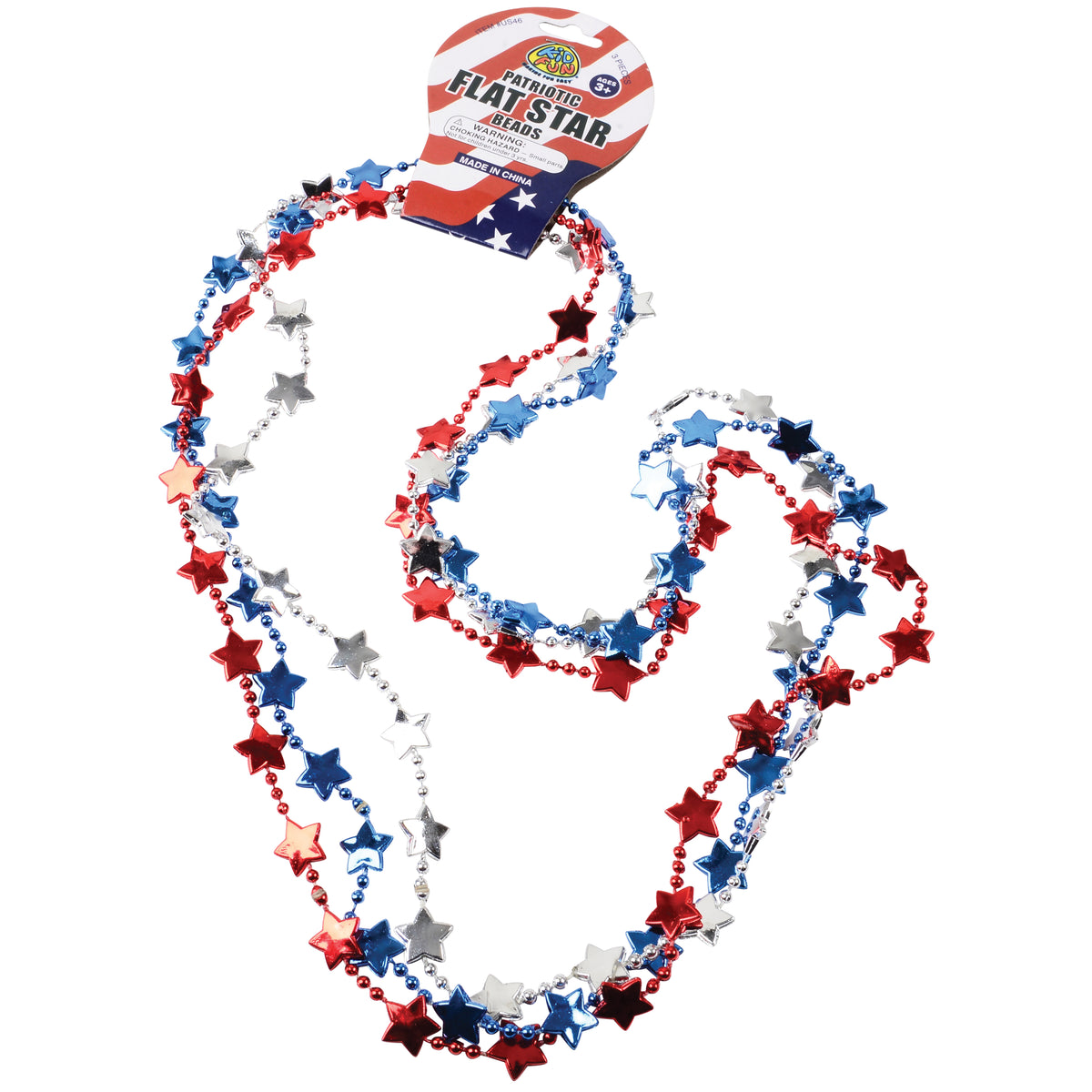 Patriotic Flat Star Beads/3 Per Pkg