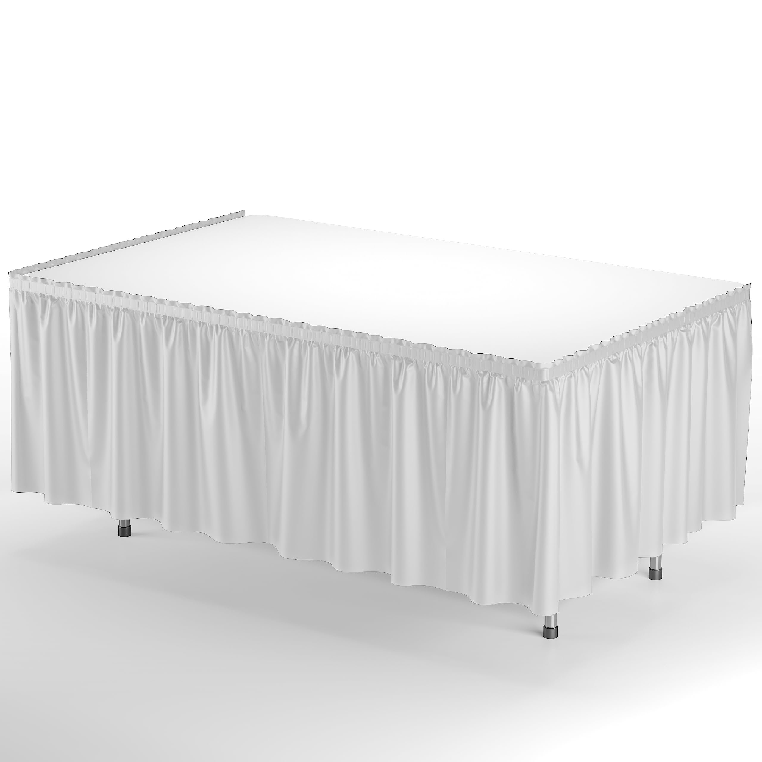 White plastic table skirt