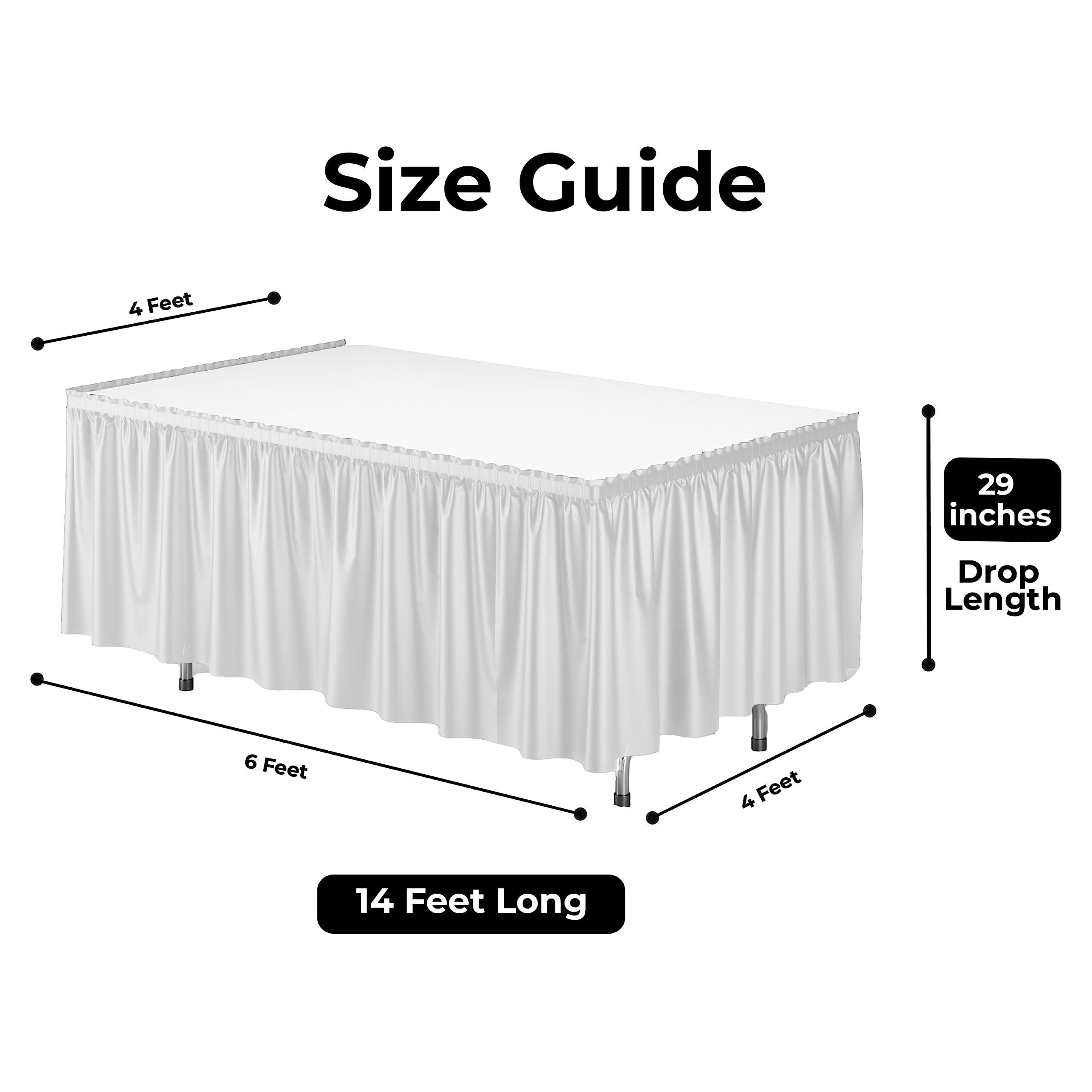 White plastic table skirt