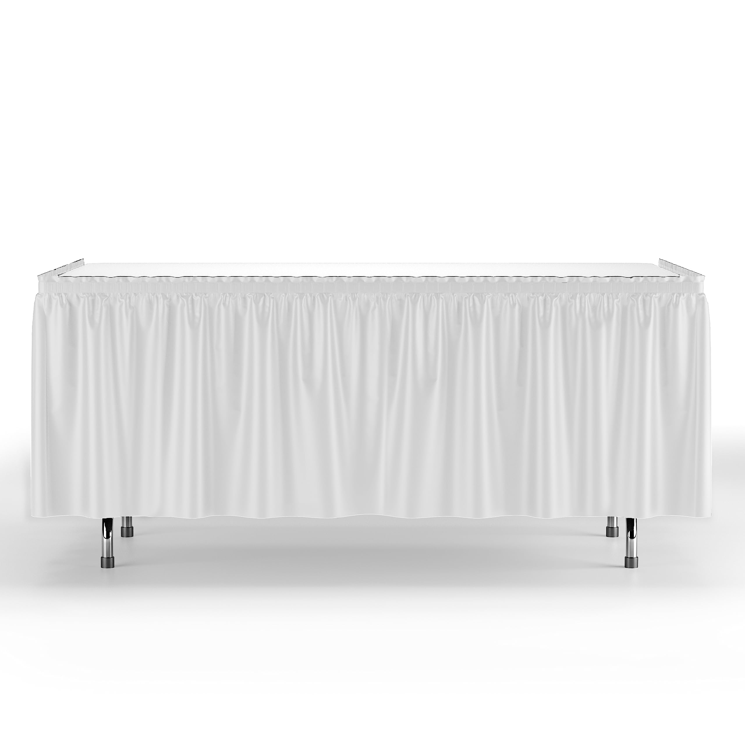 White plastic table skirt